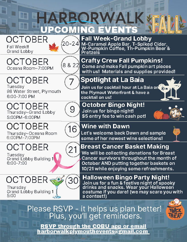 October Calendar of Events October Calendar of Events